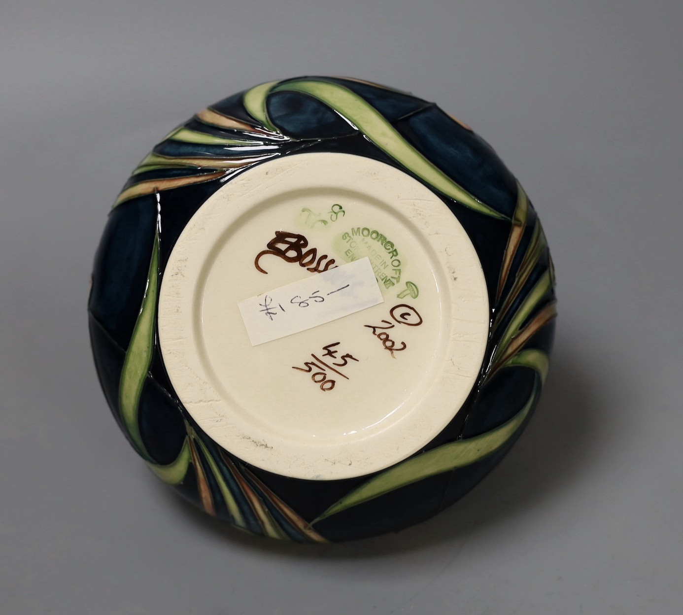 A Moorcroft pottery squat shaped vase, decorated with the 